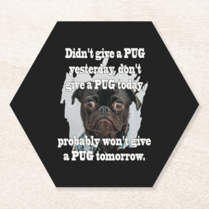 Pug Dog Yesterday Today Tomorrow Paper Coaster
