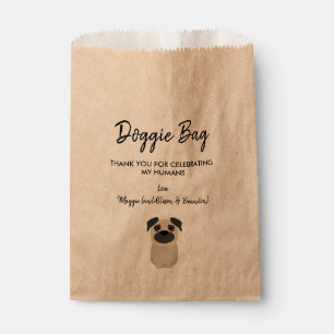 Pug Doggie Bag for Wedding, Doggy Treat Favour Bag