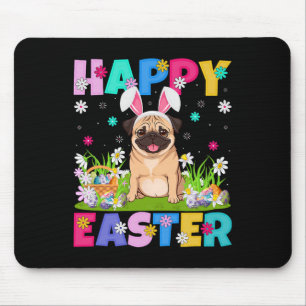 Pug Dogs Happy Easter Egg Hunt Bunny Ear Pug Easte Mouse Mat
