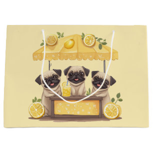 Pug Dogs Lemonade Stand Large Gift Bag