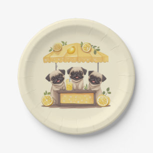 Pug Dogs Lemonade Stand Paper Plate