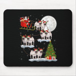 Pug Dogs Santa Sleigh Flying Funny Magical Christm Mouse Mat