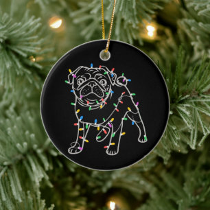 Pug Dogs Tree Christmas Sweater Xmas Pet Animal Ceramic Tree Decoration