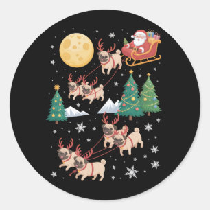 Pug Dogs Tree Christmas Sweater Xmas Pet Animal  Classic Round Sticker