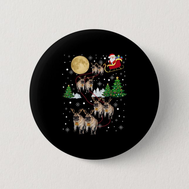 Pug Dogs Tree Christmas Sweater Xmas Pet Animal Do 6 Cm Round Badge (Front)