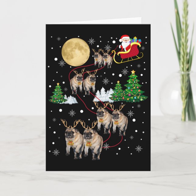 Pug Dogs Tree Christmas Sweater Xmas Pet Animal Do Card (Front)