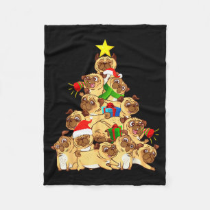Pug Dogs Tree Christmas Sweater Xmas Pet Animal Do Fleece Blanket