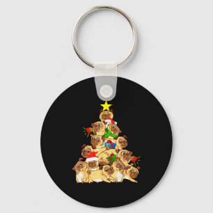 Pug Dogs Tree Christmas Sweater Xmas Pet Animal Do Key Ring
