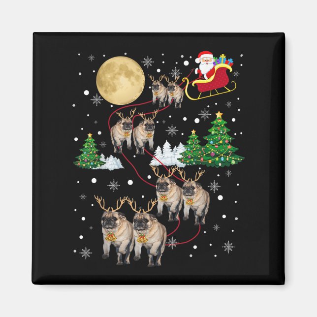 Pug Dogs Tree Christmas Sweater Xmas Pet Animal Do Magnet (Front)