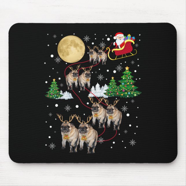 Pug Dogs Tree Christmas Sweater Xmas Pet Animal Do Mouse Mat (Front)