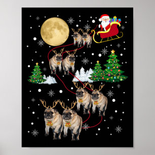 Pug Dogs Tree Christmas Sweater Xmas Pet Animal Do Poster