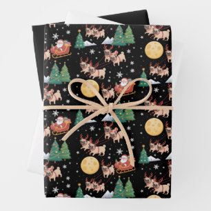 Pug Dogs Tree Christmas Sweater Xmas Pet Animal Wrapping Paper Sheet