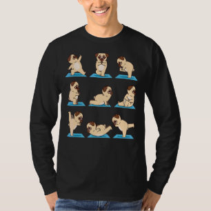 Pug Dogs Yoga Asana Poses Meditation Masters T-Shirt