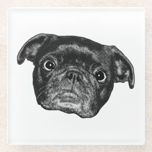 Pug Dot Table Charm Glass Coaster