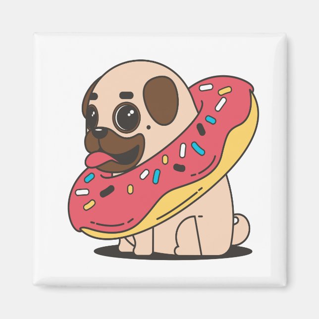 pug doughnut magnet (Front)