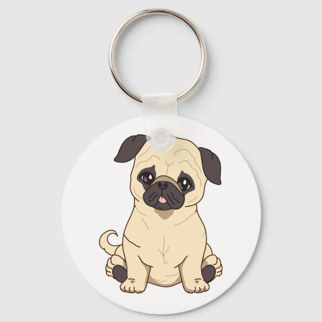 Pug Drawing By Pablo Fernandez Limited Edition Key Ring (Front)
