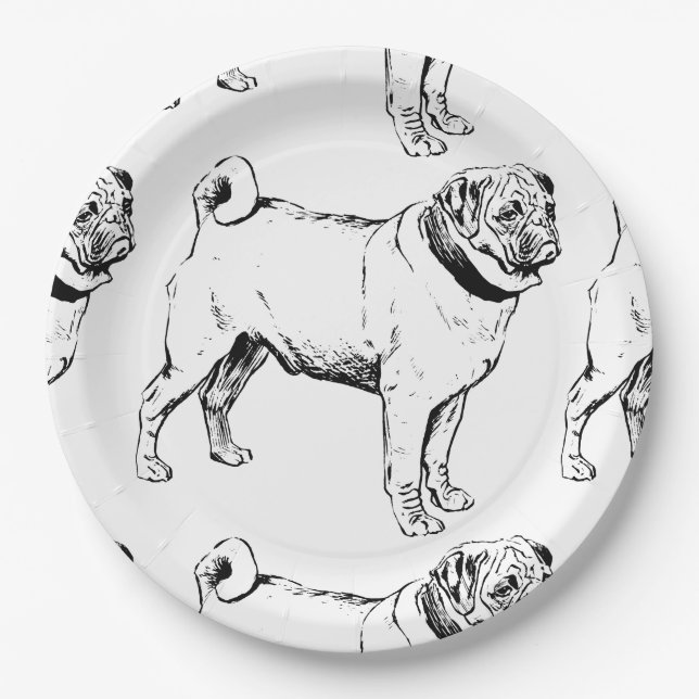 pug drawing.png paper plate (Front)
