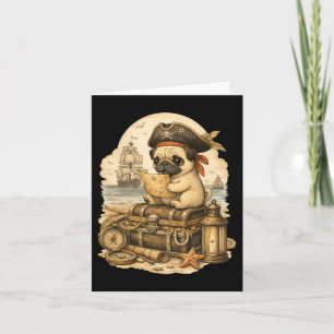Pug Dressed As A Pirate Funny Dog Pug Halloween Card
