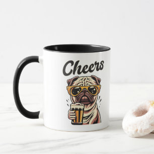 Pug Drinking Beer Meme  Mug