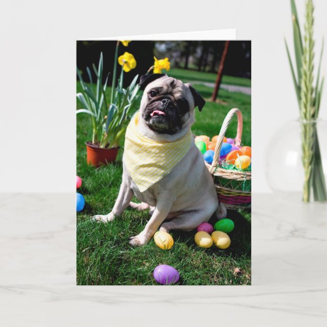 Pug Easter Holiday Card (Front)