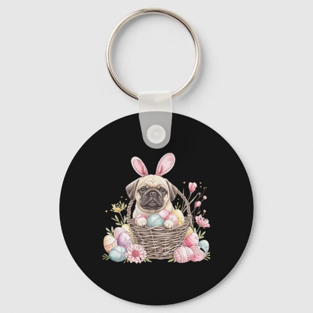Pug Easter Pug Eggs Graphic  Key Ring (Front)
