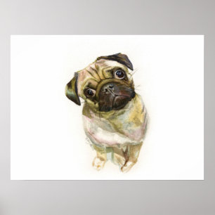 Pug Face Art Print Cute Pug Dog
