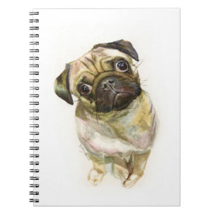 Pug Face Art Print   Cute Pug Dog Notebook