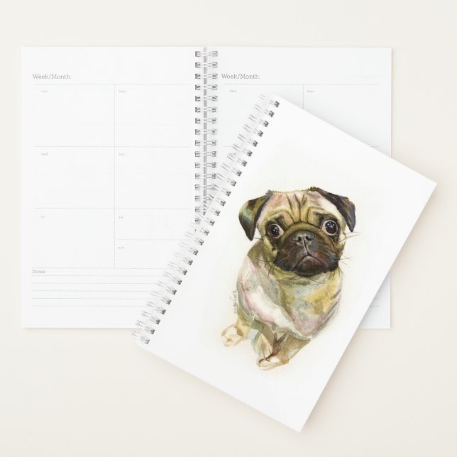 Pug Face Art Print | Cute Pug Dog Planner (Display)