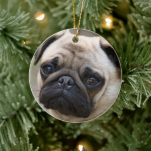 Pug Face Ceramic Tree Decoration