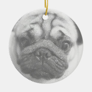 Pug Face Ceramic Tree Decoration