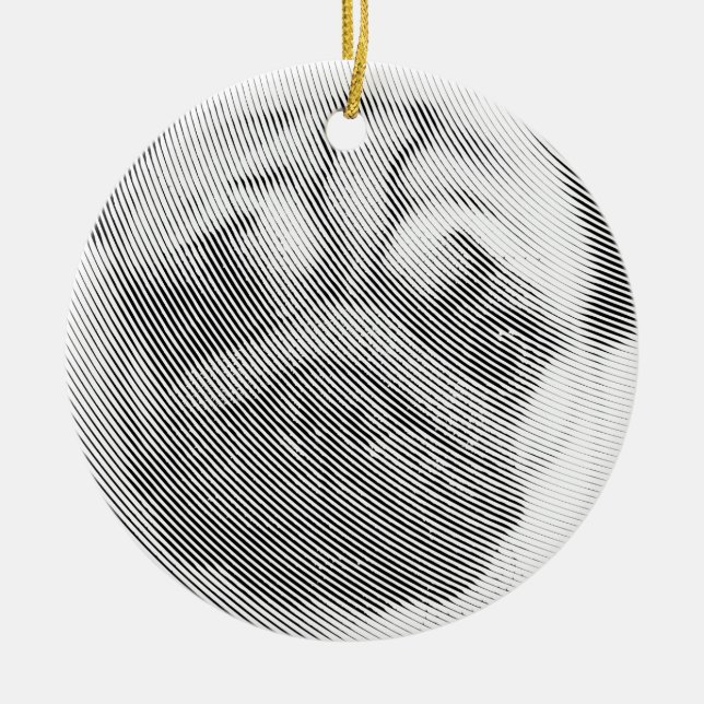 Pug Face Ceramic Tree Decoration (Front)