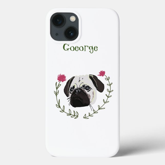 Pug Face, Dog Art Case-Mate iPhone Case (Back)