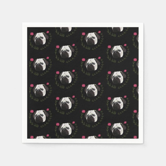 Pug Face, Dog Art Napkin (Front)