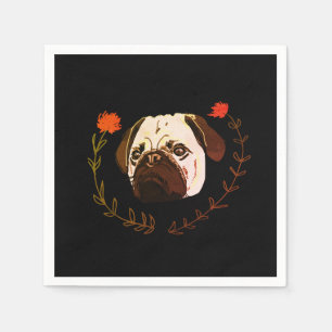 Pug Face, Dog Art Napkin