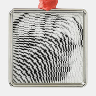 Pug Face Metal Tree Decoration