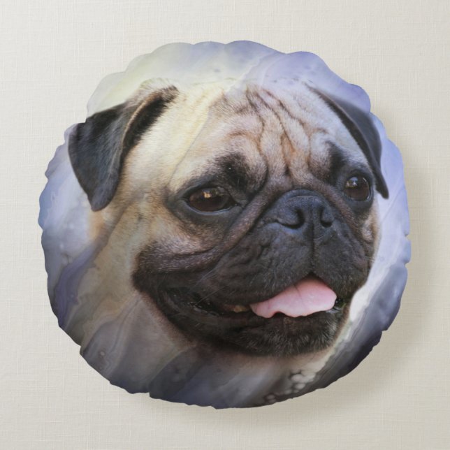 Pug face round cushion (Front)