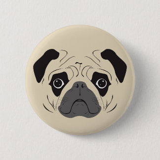 Pug Face Silhouette 6 Cm Round Badge