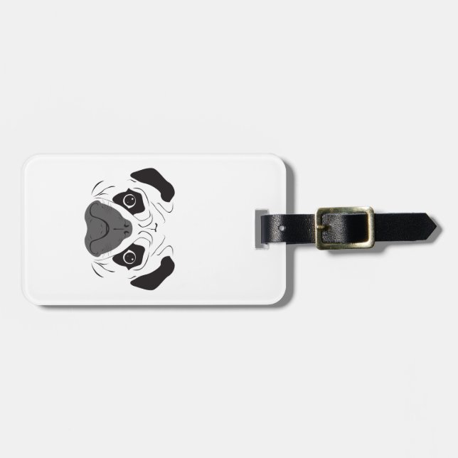 Pug Face Silhouette Luggage Tag (Front Horizontal)
