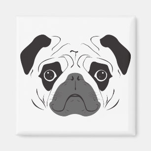 Pug Face Silhouette Magnet