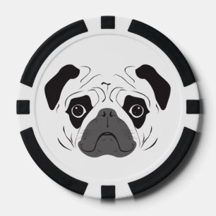 Pug Face Silhouette Poker Chips