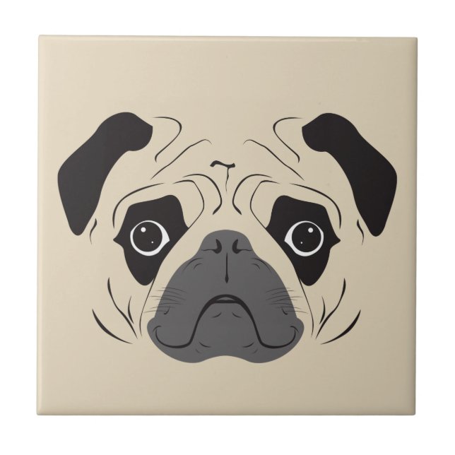 Pug Face Silhouette Tile (Front)