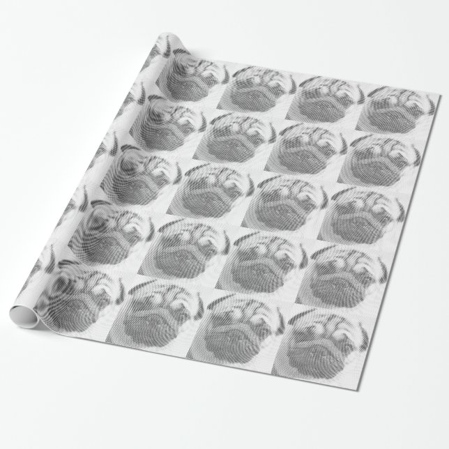 Pug Face Wrapping Paper (Unrolled)