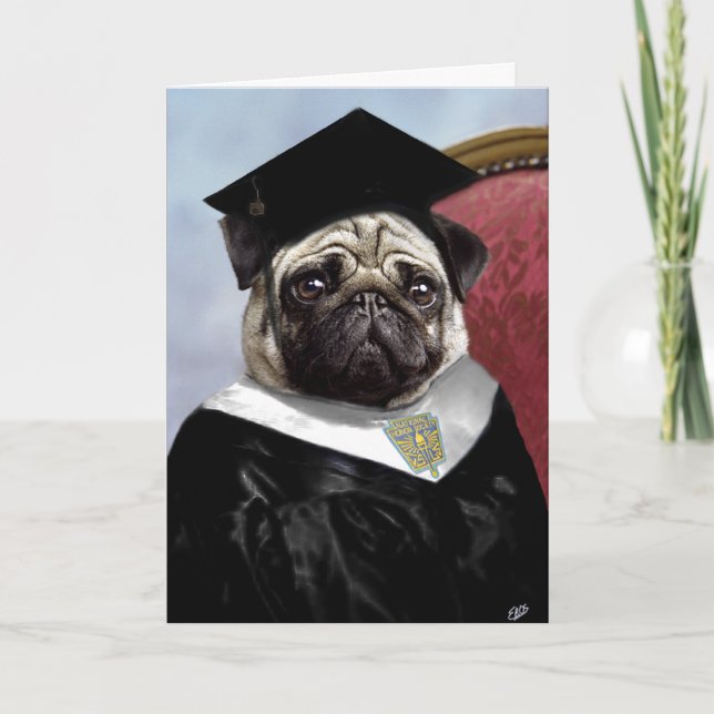 Pug family graduation card (Front)