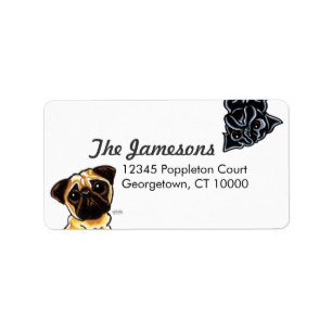 Pug Family Pet Name Personalised Custom Colour Label