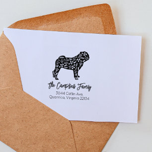 Pug Family Return Address Rubber Stamp