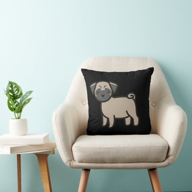 Pug Fawn Cartoon Cushion (Chair)