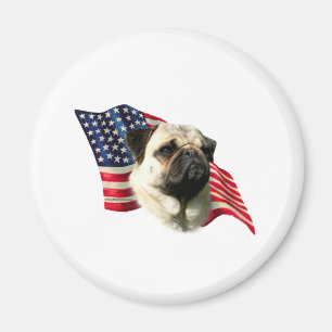 Pug (fawn) Flag Magnet
