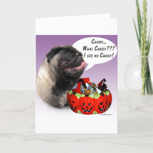 Pug (fawn) Halloween Candy Card
