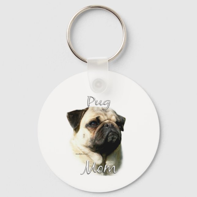 Pug (fawn) Mum 2 Key Ring (Front)