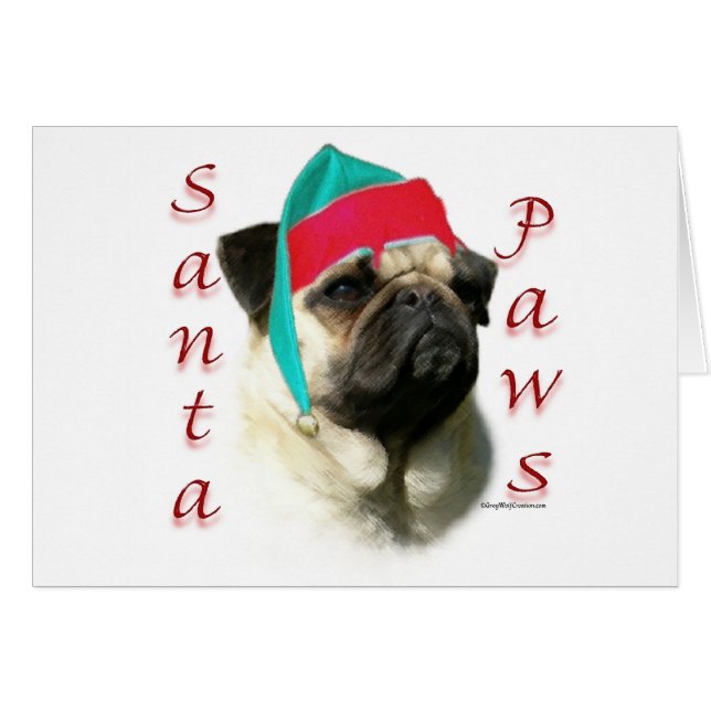 Pug (fawn) Santa Paws (Front Horizontal)